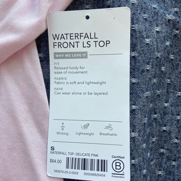Athleta - Waterfall Front LS Top - Size Small - Delicate Pink NWT - Picture 10 of 16
